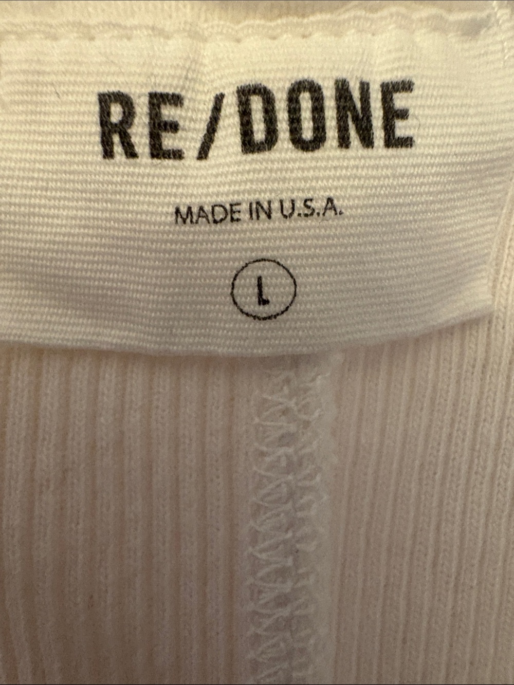 Re/Done White Ribbed Ribbed Tank Size Large - Picture 4 of 4